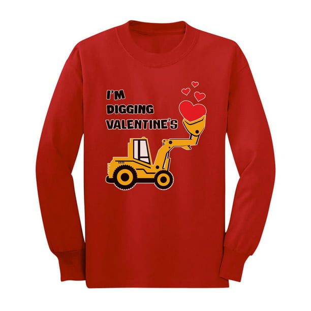 Big Brother Gift for Tractor Loving Boys Toddler//Kids Long sleeve T-Shirt 4T Red
